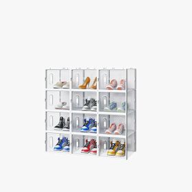 White Large 12PCS 36x28x21cm Shoebox, Plastic Mesh, Free Combination