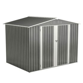 8 X 6 FT Outdoor Waterproof Garden Tool Storage Sheds With Metal Foundation With Floor Frame, Tool Shed With Lockable Hinged Doors & Air Vents, S