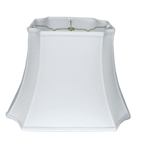 Inverted Cut Corner Rectangle Softback Lampshade With Washer Fitter, Snow Color Natural Fabric Lampshade For Table Lamps, 9  Top X 18  Bottom X 1