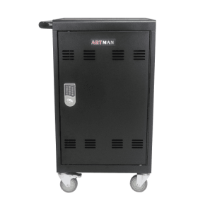 Mobile Charging Cart And Cabinet For Tablets Laptops 30-Device With Combination Lock--Black