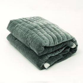 Cotton Velvet Stonewashed Hand Quilted Bedspread With Flanges-88X92 Inch
