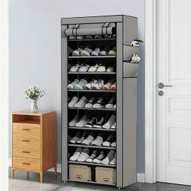 1 Set Of 10-layer Shoe Cabinet With Dust Cover, Easy To Assemble, Portable Shoe Cabinet, Suitable For Various Scenarios Such As Entrance, Storage
