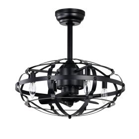 Hot Sell Industrial Ceiling Fan Light Kit For Living Room Bedroom Kitchen And Bladeless Caged Ceiling Fan With Lights