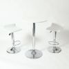 Set of 2 - Modern Chrome Air Lift Swivel Bar Stool with White Seat