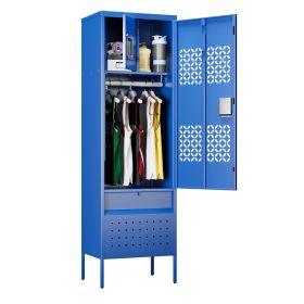 Sports Storage Locker With Shoe Locker, 72 H Metal Lockable Locker With Hanging Rod And Hooks For Gym, Fitness Room, Home, Office, Assembly Requi