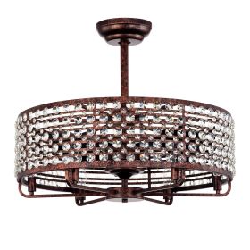 Dia 26.8 Inch Chandelier Ceiling Fan ,Crystal Shade Ceiling Fan With Remote Control,3 ABS Blade--4-light No Include Bulb