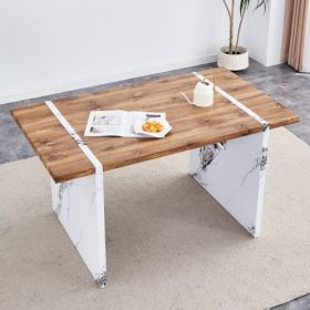 Natural Wood Grain MDF Dining Table   55x31.5 Stable Design.Suitable For Various Modern Home Decor Styles.Splicing Structure Design,Wood Textured