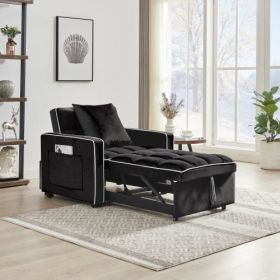 Three-in  One Sofa Bed Chair Folding Sofa Bed Adjustable Back Into A Sofa Recliner Single Bed  Modern Chair Bed Berth Black