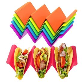 1pc/6pcs Colorful Taco Holder Stands - Premium Large Taco Tray Plates Holds Up To 3 Or 2 Tacos Each; PP Health Material Very Hard And Sturdy; Dis