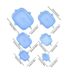 6pcs Rectangular Silicone Fresh-keeping Lid; Eco-friendly Reusable Food Covers For Bowls; Cups; Cans; Fit Different Sizes & Shapes Of Container;