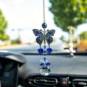 1pc Blue Butterfly Evil Eye Crystal Sun Catcher - Indoor Window Suncatcher with Prism Ball - Rainbow Maker for Good Luck and Hanging Ornament for