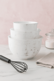 3-Piece Marbled Mixing Bowl Set with Pour Spouts