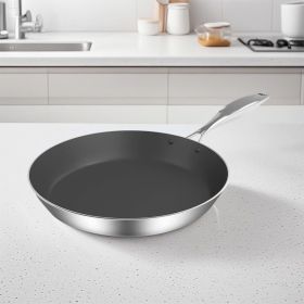 SOGA Stainless Steel Fry Pan 22cm Frying Pan Induction FryPan Non Stick Interior