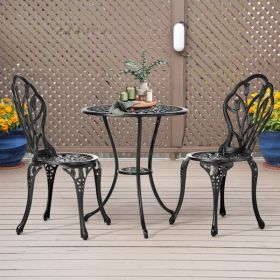 2pcs Single Chairs And 1pc Round Table Tulip Shaped Black Casting Set