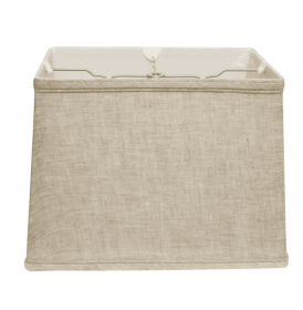 Retro Rectangle Softback Lampshade With Washer Fitter, Oatmeal Color Fabric Lampshade For Table Lamps, Natural Linen, 8x14 Top X 10x16 Bottom X 1