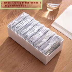 Plastic Storage Set With 7 Clear Storage Boxes - Not Waterproof. It Is Suitable For Independent Storage Of Small Items Such As Chargers, Headphon